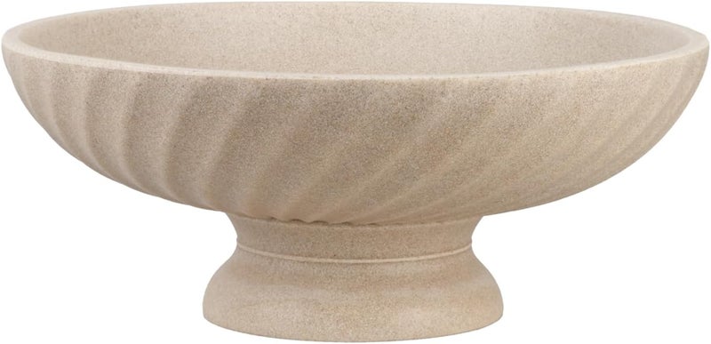 Deobath Large Resin Pedestal Decorative Bowl - Modern Fruit Bowl for Kitchen Counter - Handicraft Bowls for Home Decor - Key Bowl for Entry Table,Artificial Stone Beige - Image 1